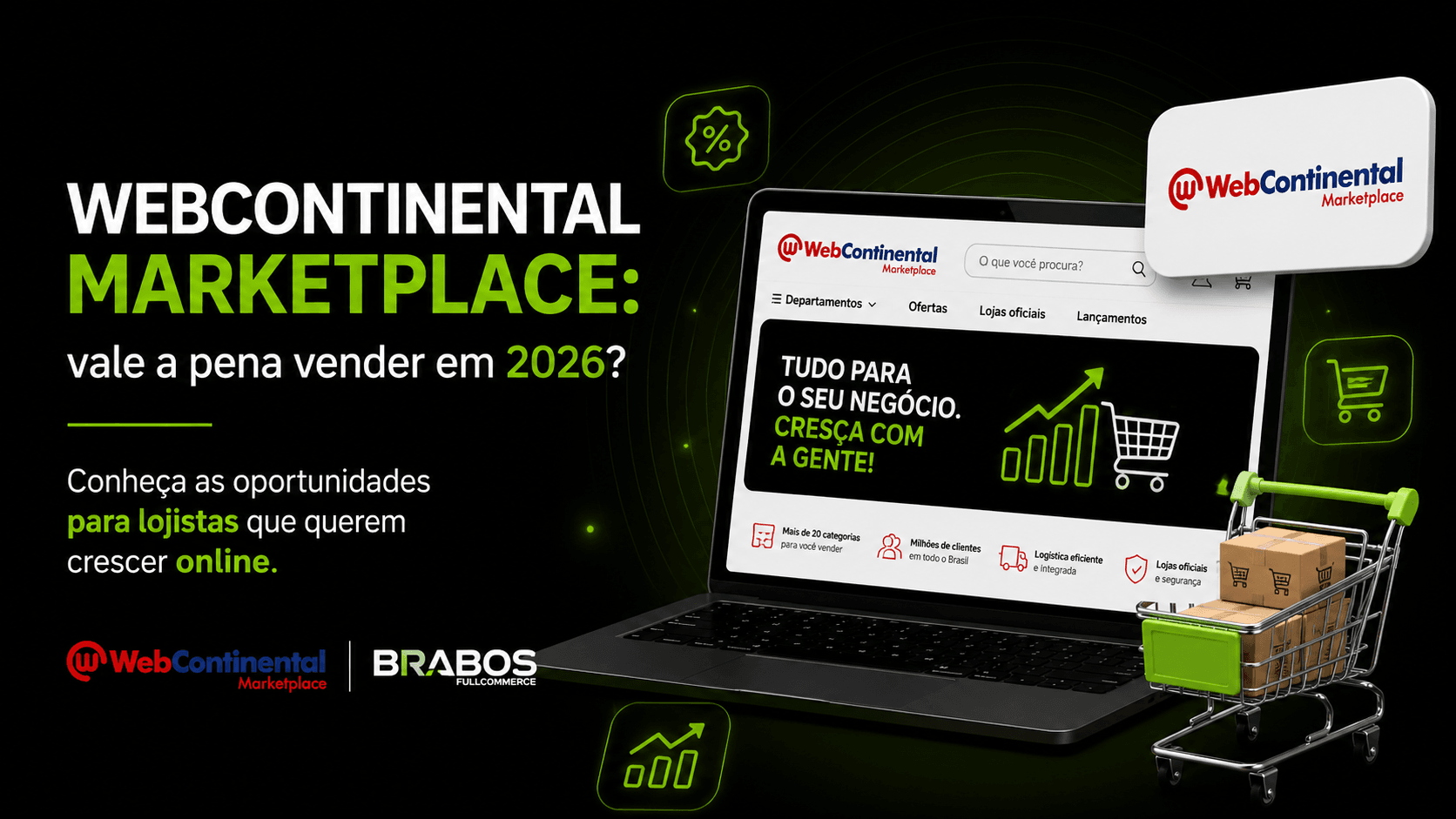 Loja virtual vendendo produtos em marketplace Webcontinental com estratégia de expansão multicanal.